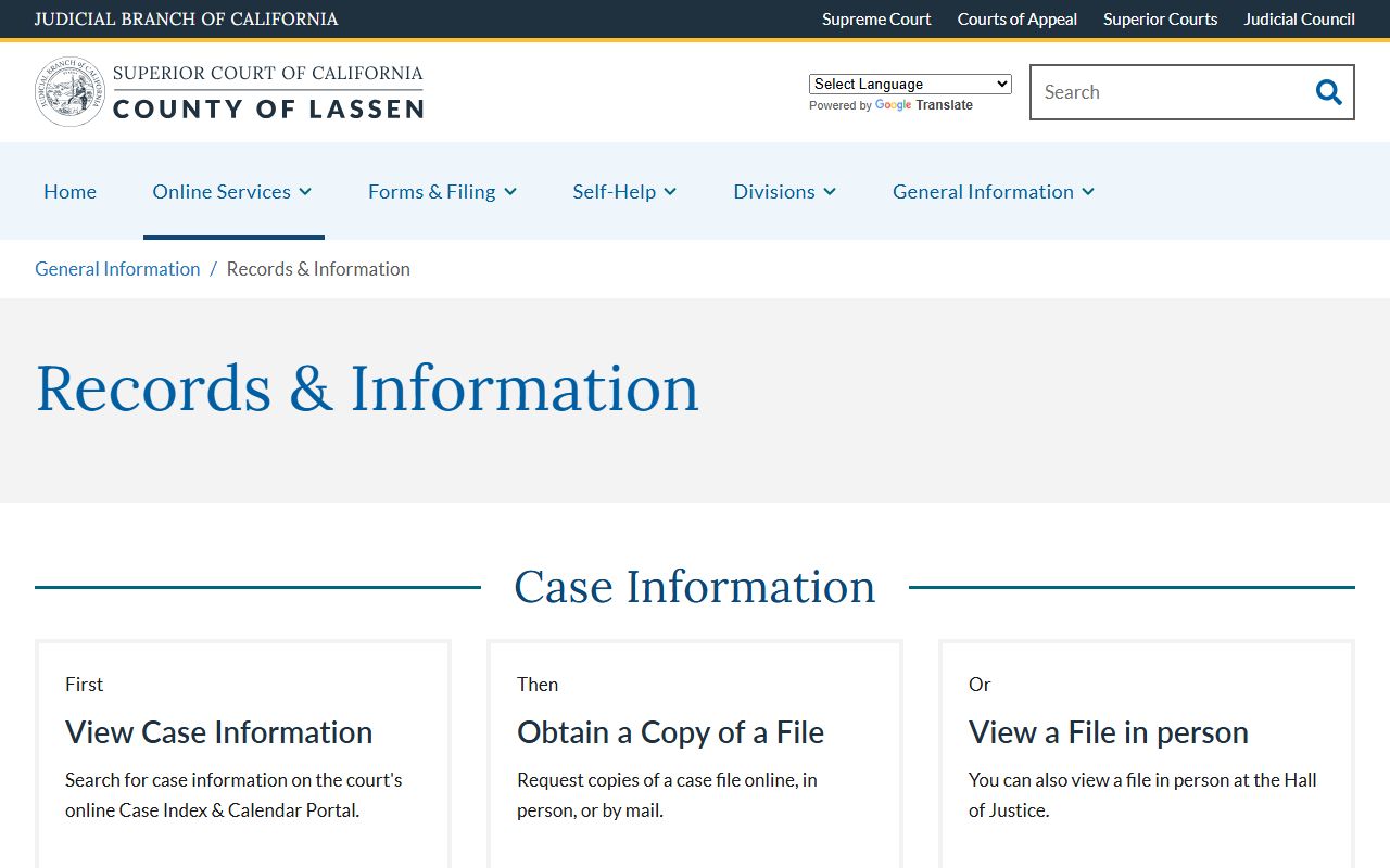 Lassen County court records after jail arrest records information page