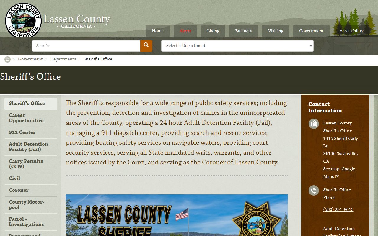 Lassen County inmate population sheriff office operator page